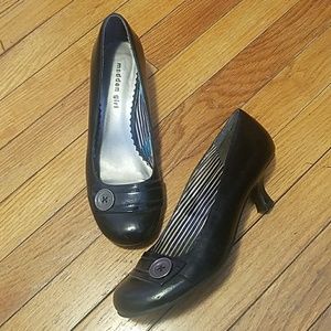 Madden Girl black kitten heels with buttons